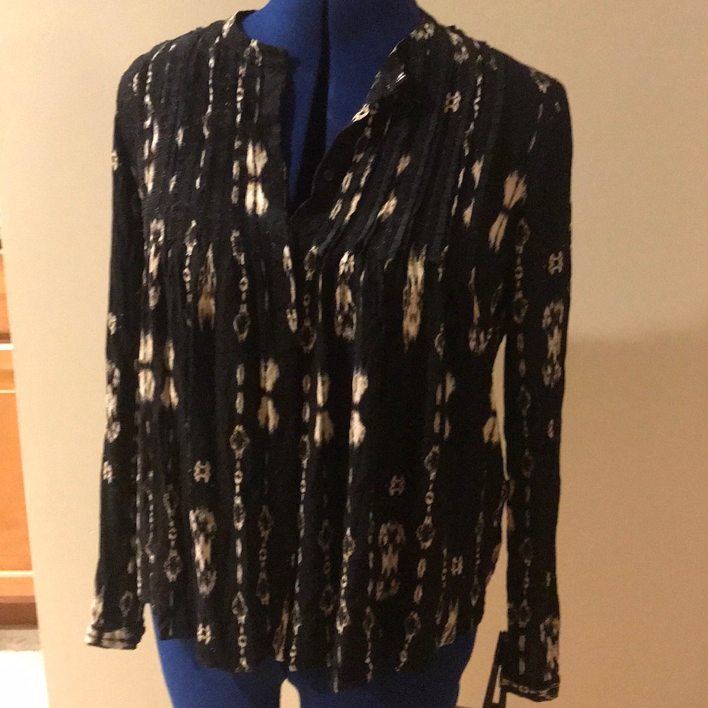 Massimo Dutti Black and Tan Long Sleeve Blouse - Picture 4 of 8